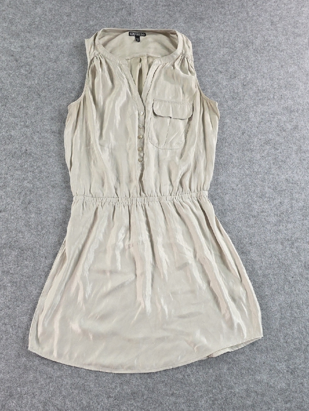 Express Sleeveless Cream Mini Shirt Dress Size M Spring Summer Casual